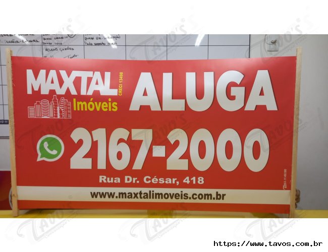 Faixa imobiliria Plast. 0,70 x 1,40 m, Aluga-se ou Vende-se em polietileno.