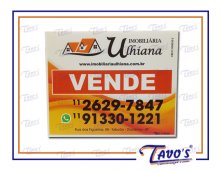 Placa Imobiliria 30 x 40 cm em Polionda, Personalizada, Aluga-se ou Vende-se.