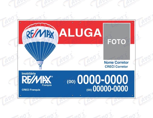 Placa Imobiliria 40 x 60 cm, Poliondas, Personalizada, Aluga-se ou Vende-se,impresso UV,REMAX Imobiliria