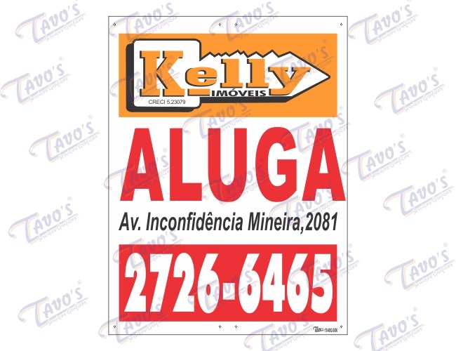 Placa Imobiliria 60 x 80 cm, Madeira, Personalizada, Aluga-se ou Vende-se em Eucatex ou Duratex.