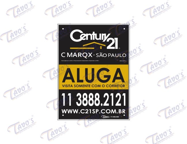 Placa Imobiliria 30 x 40 cm,Plstica,PS,PVC,Personalizada,Aluga-se ou Vende-se em PSAI (poliestireno alto impacto)