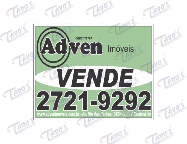 Placa imobiliria 40 x 50 cm,Plstica,PS,PVC,Personalizada,Aluga-se ou Vende-se em PSAI (poliestireno alto impacto)