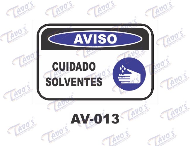 Placa Aviso - Cuidado solventes