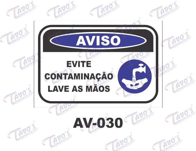 Placa Aviso - Evite contaminao lave as mos