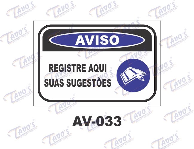 Placa Aviso - Registre aqui suas sugestes