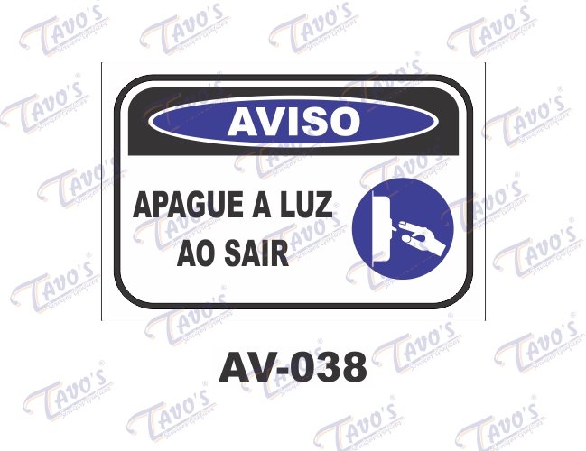 Placa Aviso - Apague a luz ao sair