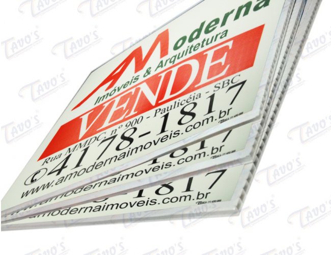 Placa Imobiliria 40 x 60 cm em Polionda, Personalizada, Aluga-se ou Vende-se